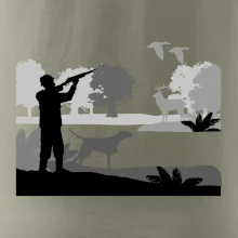 Lovec a stavač v lese