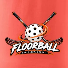 Florbalové hokejky s dierkovanou loptičkou eat sleep repeat
