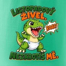 Listopadový živel zelený dinosaurus rex v plence