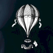 Teplovzdušný balón kreslený