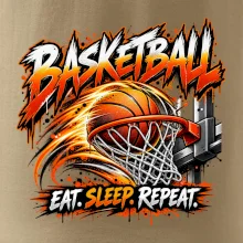 Basketbalový kôš s loptou eat sleep repeat