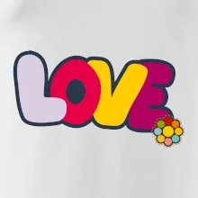 Love nápis s kvetinou