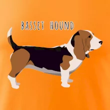 Basset hound pes s nápisom Basset hound pes s nápisom