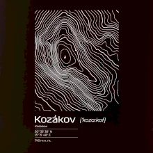 Kozákov - vrstevnice v obdĺžniku