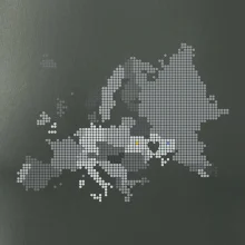 Mapa Európy - srdce v Ukrajine