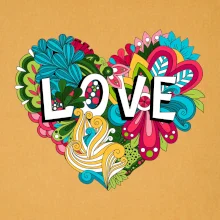 Love nápis květovaný