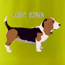 Basset hound pes s nápisom
