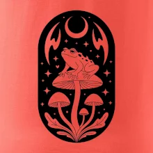 Goblincore čiernobiela oválna žaba