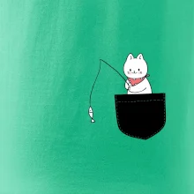 Mačka s rybou vo vrecku