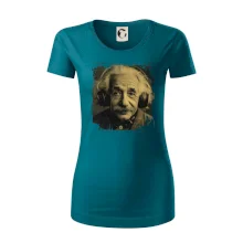 Albert Einstein so slúchadlami Albert Einstein so slúchadlami