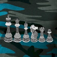 Šachové figúrky v rade - kreslené