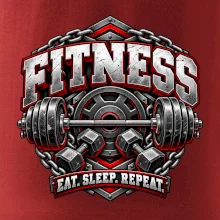Fitness činka a závažia eat sleep repeat