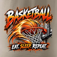 Basketbalový kôš s loptou eat sleep repeat