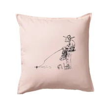 Kreslený rybár na pni