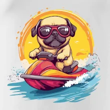 Mops na vodnom skútri