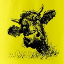 Čiernobiela karikatúra čierna krava hlava