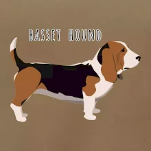 Basset hound pes s nápisom