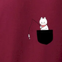 Mačka s rybou vo vrecku