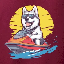 Husky na vodnom skútri