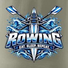 Veslařská loď se zkříženými vesly eat sleep repeat
