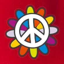 Peace symbol s kreslenou kvetinou