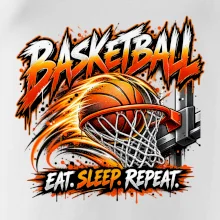 Basketbalový kôš s loptou eat sleep repeat