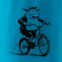 Tučná krava na bicykli