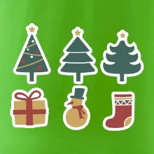 Vianočná sada - stromčeky a darčeky