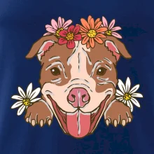 Americký stafordšírsky teriér hlava s kvetinami