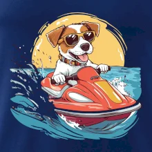 Jack russell teriér na vodnom skútri