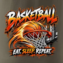 Basketbalový kôš s loptou eat sleep repeat