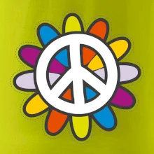 Peace symbol s kreslenou kvetinou
