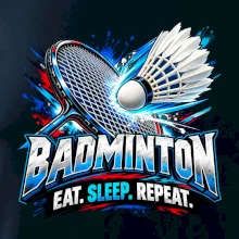 Bedmintonová raketa s košíčkom eat sleep repeat