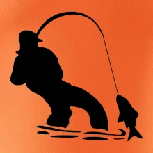 Rybár ťahajúce rybu