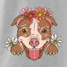 Americký stafordšírsky teriér hlava s kvetinami