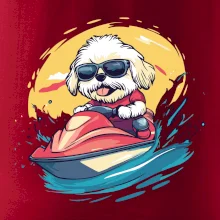 Lhasa Apso na vodnom skútri