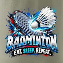 Bedmintonová raketa s košíčkom eat sleep repeat