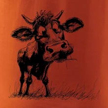 Čiernobiela karikatúra krava stojaca Čiernobiela karikatúra krava stojaca