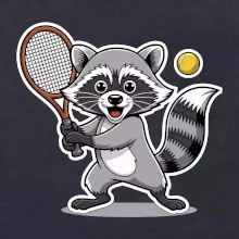 Mýval hrá tenis kreslený