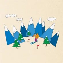 Lyžiar a farebné hory