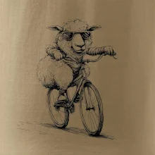 Ovce s okuliarmi na bicykli