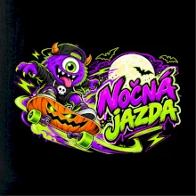 Nočná jazda - fialová príšerka na skateboarde