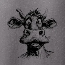 Čiernobiela karikatúra svetlá krava hlava