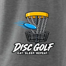 Discgolfový kôš s letiacim diskom eat sleep repeat