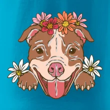 Americký stafordšírsky teriér hlava s kvetinami