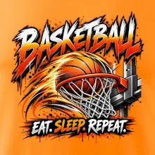 Basketbalový kôš s loptou eat sleep repeat