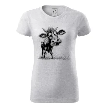 Čiernobiela karikatúra krava stojaca Čiernobiela karikatúra krava stojaca