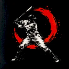 Baseballový pálkař japonská tušová malba