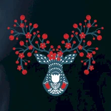 Folklór - jeleň s červenými plodmi