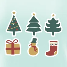 Vianočná sada - stromčeky a darčeky